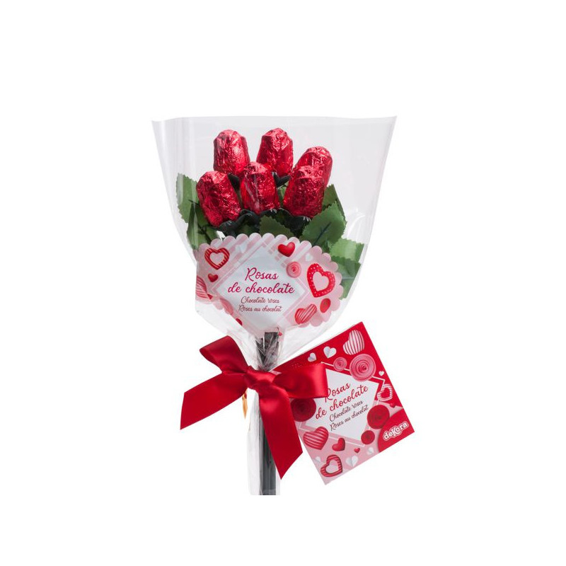 Imagen rosas chocolate ramo media docena 30grs