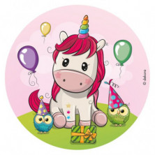 Imagen disco oblea tarta unicornio baby 20cm