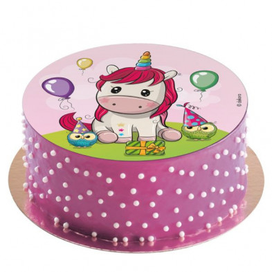 imagen 2 de disco oblea tarta unicornio baby 20cm