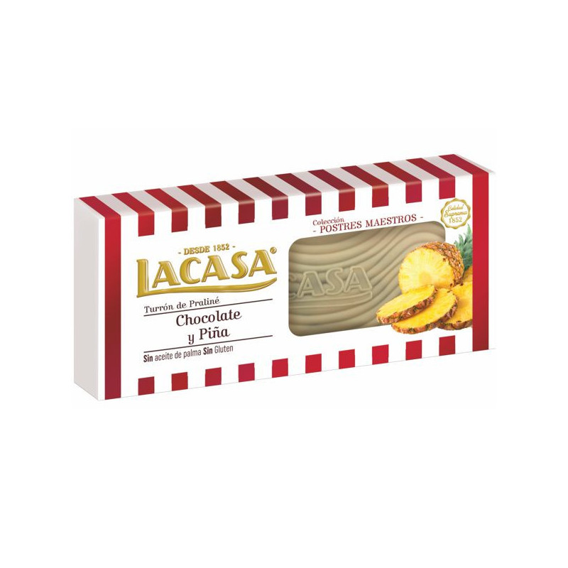 Imagen turrón de chocolate y piña 225grs