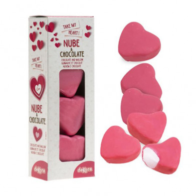 imagen 1 de corazones de nube recubiertos de chocolate 40grs