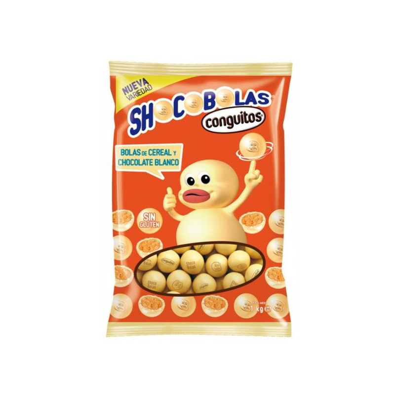 Imagen shocobolas blancas conguitos bolsa 1kg aprox 260 u