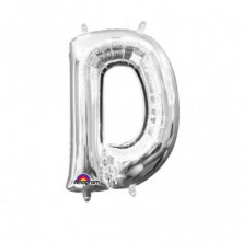 Imagen globos mini auto-inflable letra d plata alto 40cm