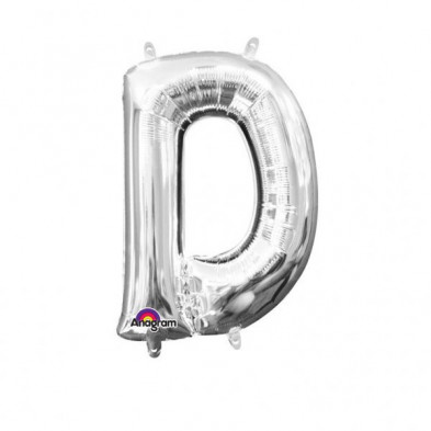 Imagen globos mini auto-inflable letra d plata alto 40cm