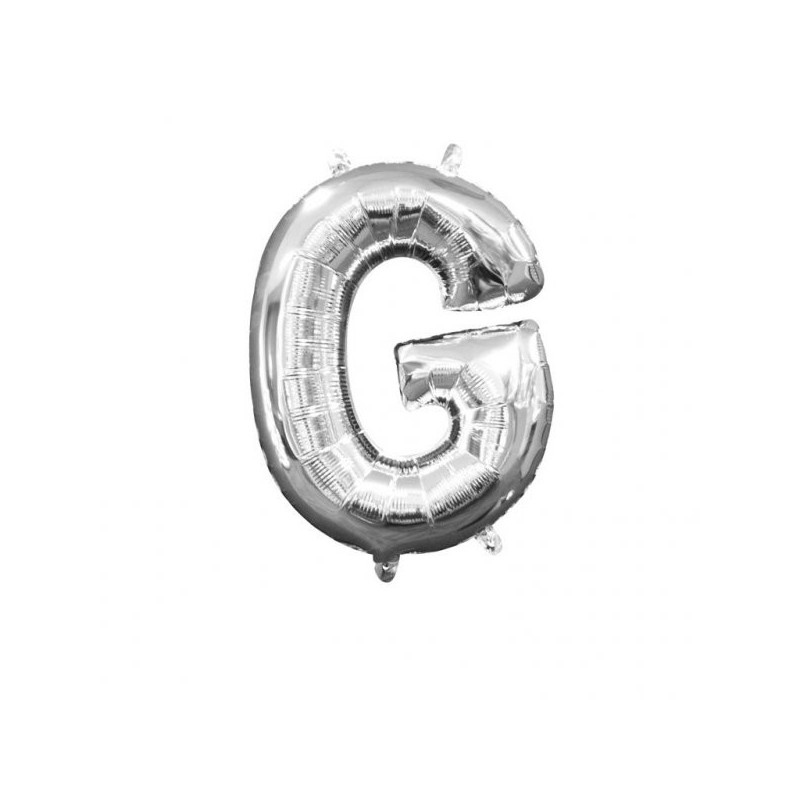 Imagen globos mini auto-inflable letra g plata alto 40cm Imagen globos mini auto-inflable letra g plata alto 40cm