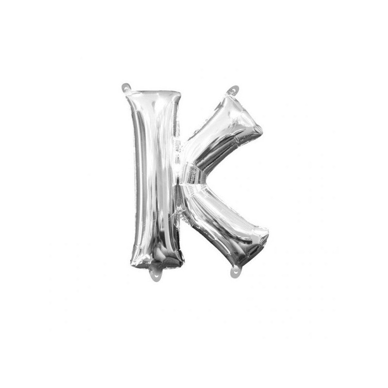 Imagen globos mini auto-inflable letra k plata alto 40cm Imagen globos mini auto-inflable letra k plata alto 40cm