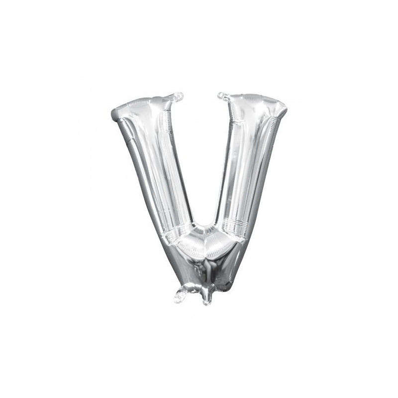 Imagen globos mini auto-inflable letra v plata alto 40cm Imagen globos mini auto-inflable letra v plata alto 40cm