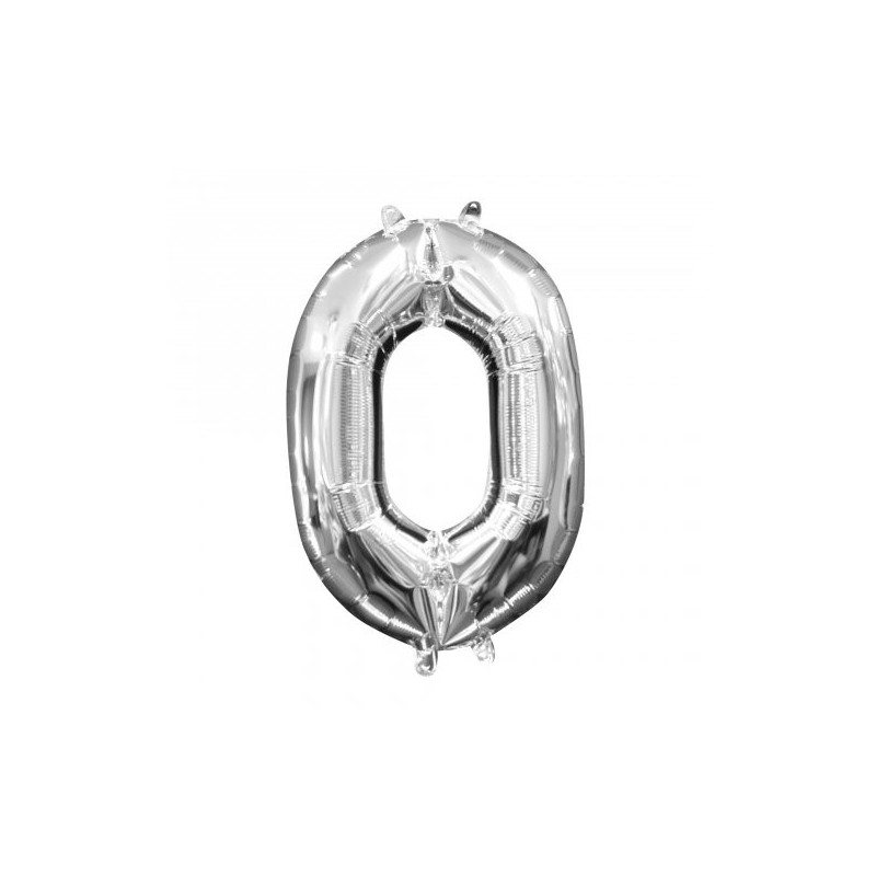 Imagen globos mini auto-inflable numero 0 plata alto 40cm