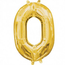 Imagen globos mini auto-inflable numero 0 oro alto 40cm