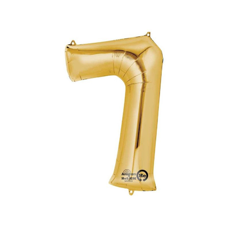 Imagen globos mini auto-inflable numero 7 oro alto 40cm Imagen globos mini auto-inflable numero 7 oro alto 40cm