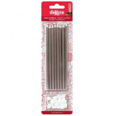 Imagen blister 16 velas cumpleaños metálicas plata 13 cm