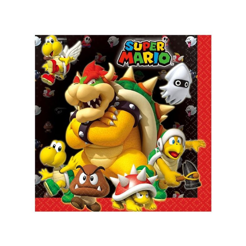 Imagen pack 16 servilletas super mario bowser 33x33cm