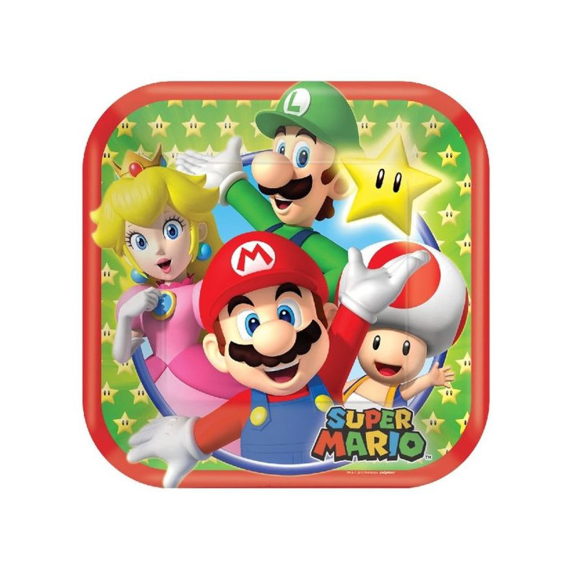 Imagen pack 8 platos de papel super mario world 17cm