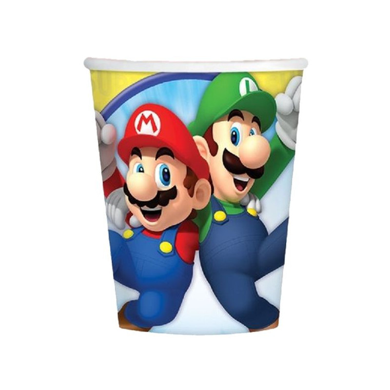 Imagen pack 8 vasos de papel super mario y luigi