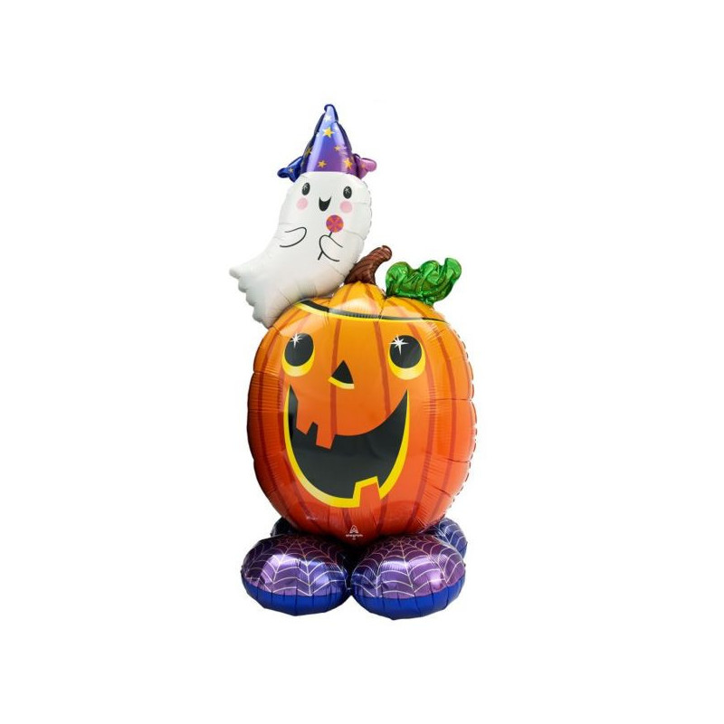 Imagen globo foil gigante calabaza y fantasma 71x142cm