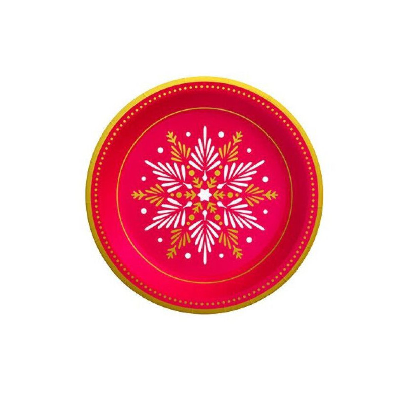 Imagen plato redondo cartón ø23cm rojo efecto metalico 6u Imagen plato redondo cartón ø23cm rojo efecto metalico 6u