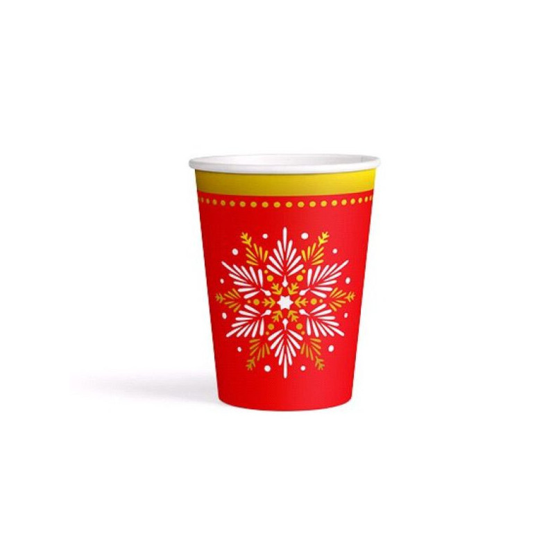 Imagen vaso cartón 270cc rojo efecto metallic 6u Imagen vaso cartón 270cc rojo efecto metallic 6u