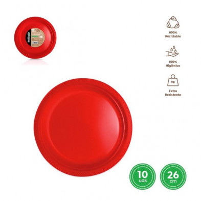 Imagen plato llano red premium rojo ø26cm reutiliz 10u