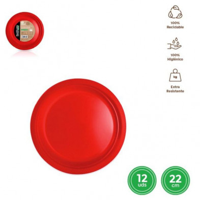 Imagen plato llano redondo premium rojo ø22cm reutil Imagen plato llano redondo premium rojo ø22cm reutil