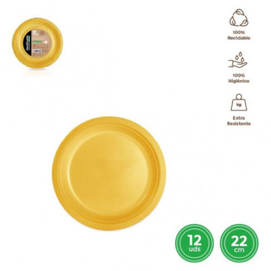 Imagen plato llano redondo premium oro ø 22cm reutil