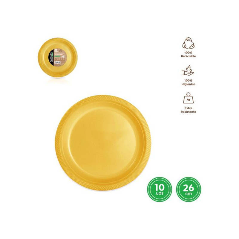 Imagen plato llano redondo premium oro ø 26cm reutil 10u