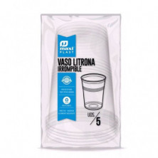 imagen 1 de vaso litrona irrompible transparente pp 5 unidades