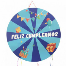 Imagen piñata feliz cumpleaños azul ø 42cm