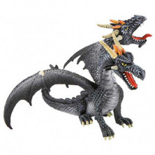 Imagen dragon negro dos cabezas 13cm