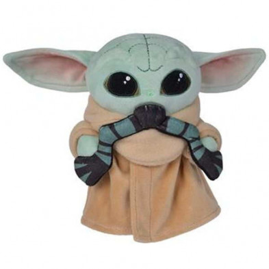 Imagen peluche mandalorian baby yoda con rana 18cm