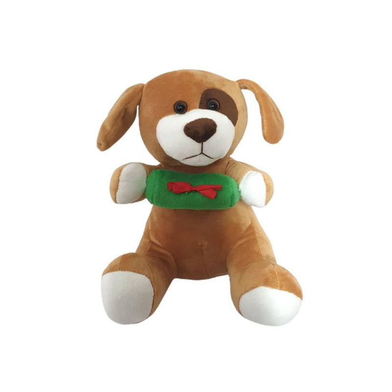 Imagen peluche perro marrón 20cm navidad Imagen peluche perro marrón 20cm navidad