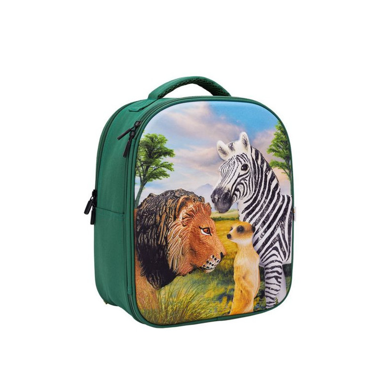 Imagen mochila selva 3d junior con 3 figuras y folleto