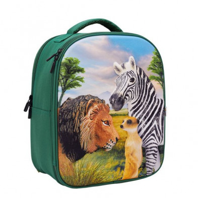 Imagen mochila selva 3d junior con 3 figuras y folleto