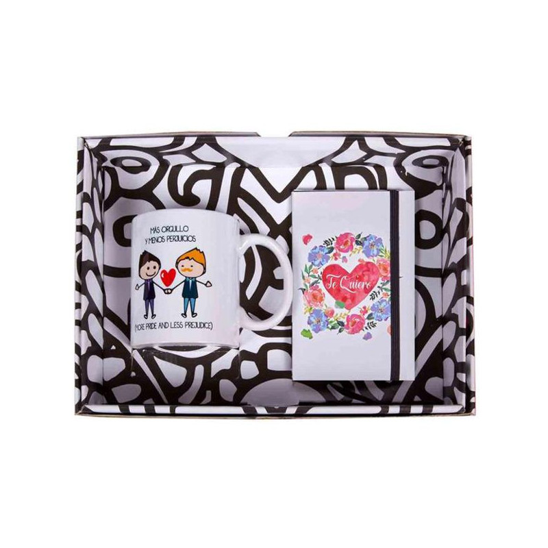 Imagen taza con mensaje y libreta - más orgullo y menos p Imagen taza con mensaje y libreta - más orgullo y menos p