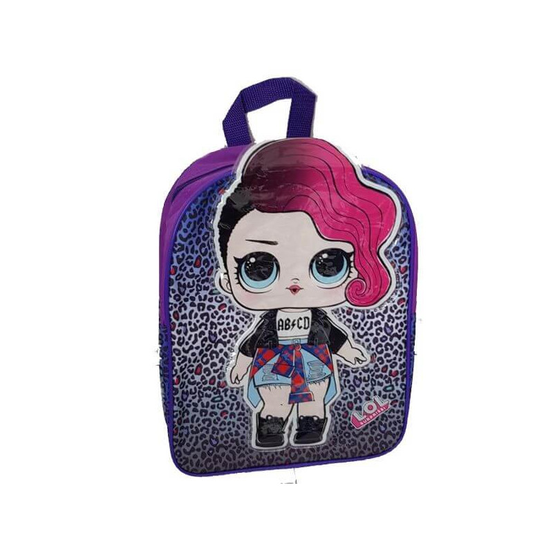 Imagen mochila oval lol doll leopardo gris negro Imagen mochila oval lol doll leopardo gris negro