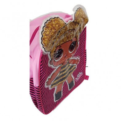 imagen 1 de mochila oval lol doll rayas rosa negro