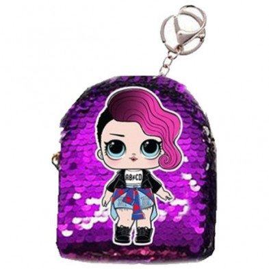 Imagen llavero lol lentejuelas morado