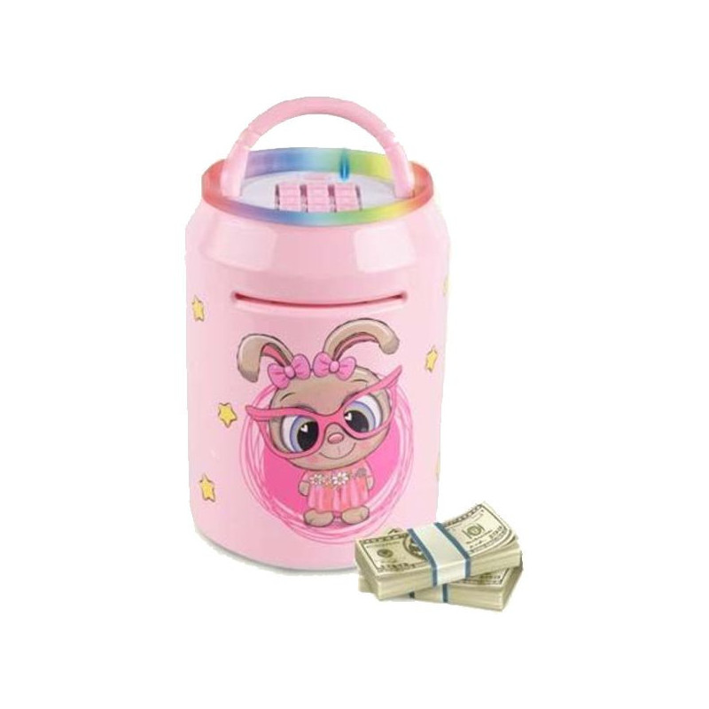 Imagen hucha caja fuerte con clave conejo rosa Imagen hucha caja fuerte con clave conejo rosa