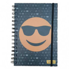 Imagen libreta a5 emoji gafas de sol negra