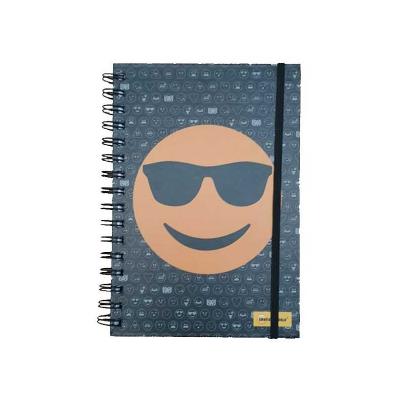 Imagen libreta a5 emoji gafas de sol negra