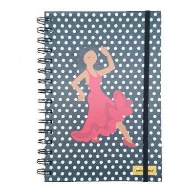 Imagen libreta a5 emoji flamenca negra con puntos