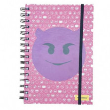 Imagen libreta a5 emoji diablo rosa