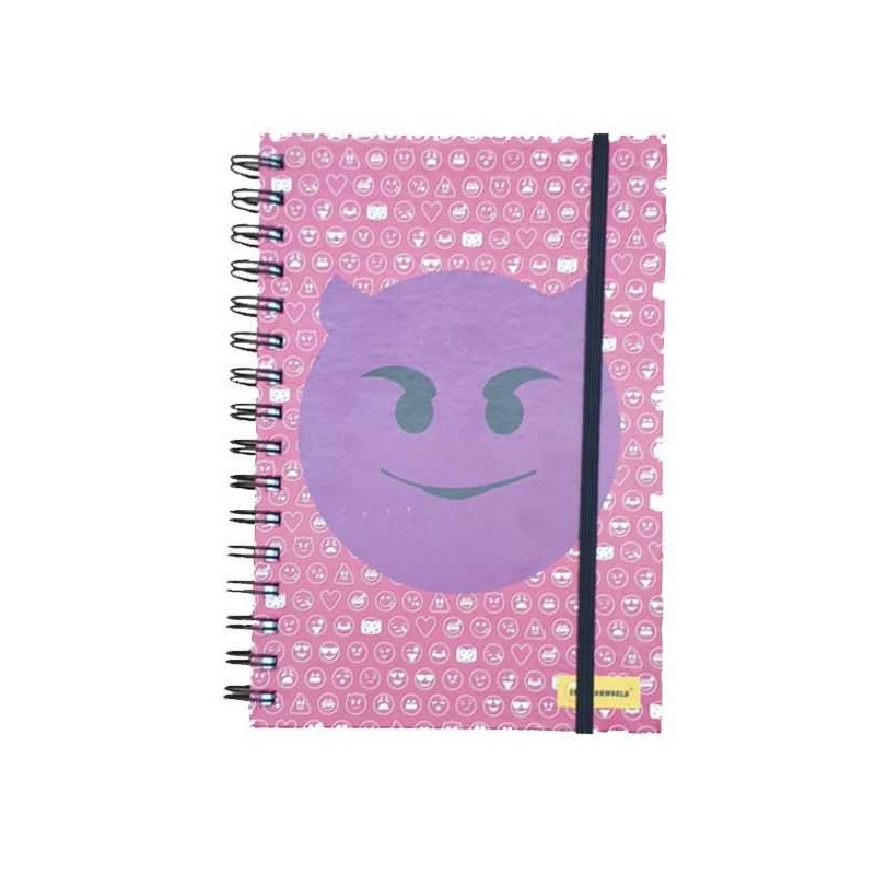 Imagen libreta a5 emoji diablo rosa