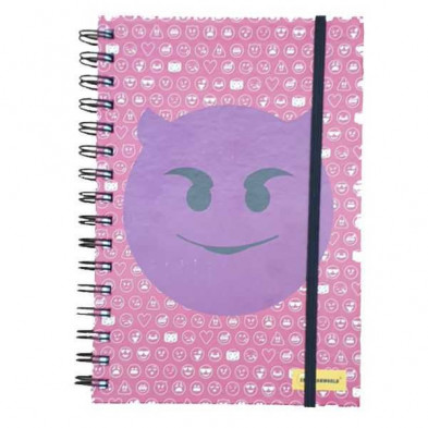 Imagen libreta a5 emoji diablo rosa