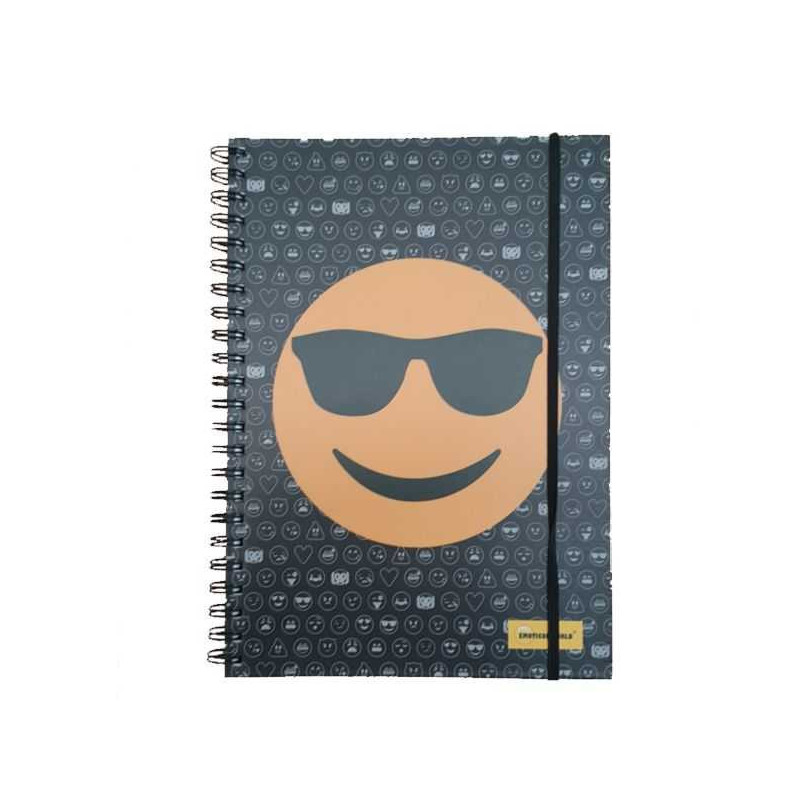 Imagen libreta a4 emoji gafas de sol negra