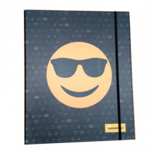 Imagen carpeta con anillas emojis negra gafas