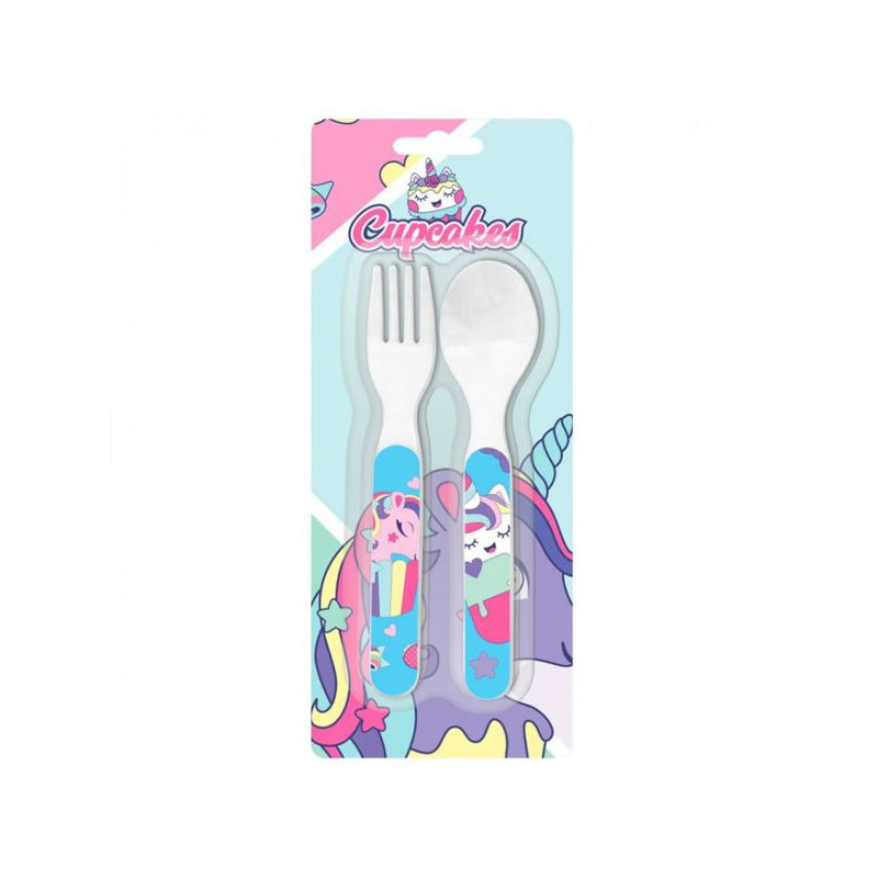 Imagen set de cubiertos unicornio cupcakes