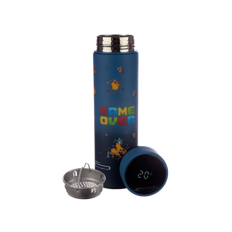 Imagen botella de acero inox con térmometro game over Imagen botella de acero inox con térmometro game over