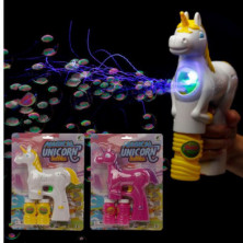 imagen 1 de pistola de pompas de jabón unicornio rosa