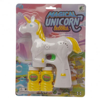 Imagen pistola de pompas de jabón unicornio blanco