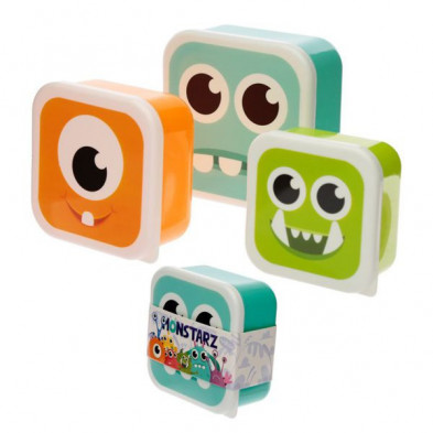 imagen 2 de set de 3 tupper infantiles monstruos monstarz